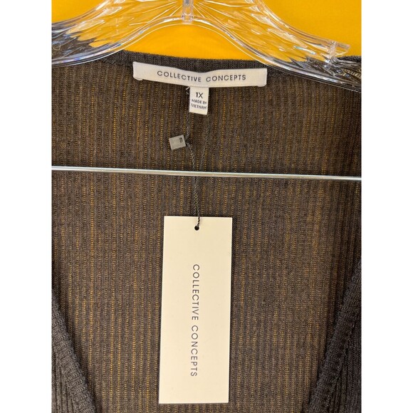 Collective Concepts Ribbed Hacci Cardigan Black Womens 1X Plus Open Front NWT - Picture 6 of 9